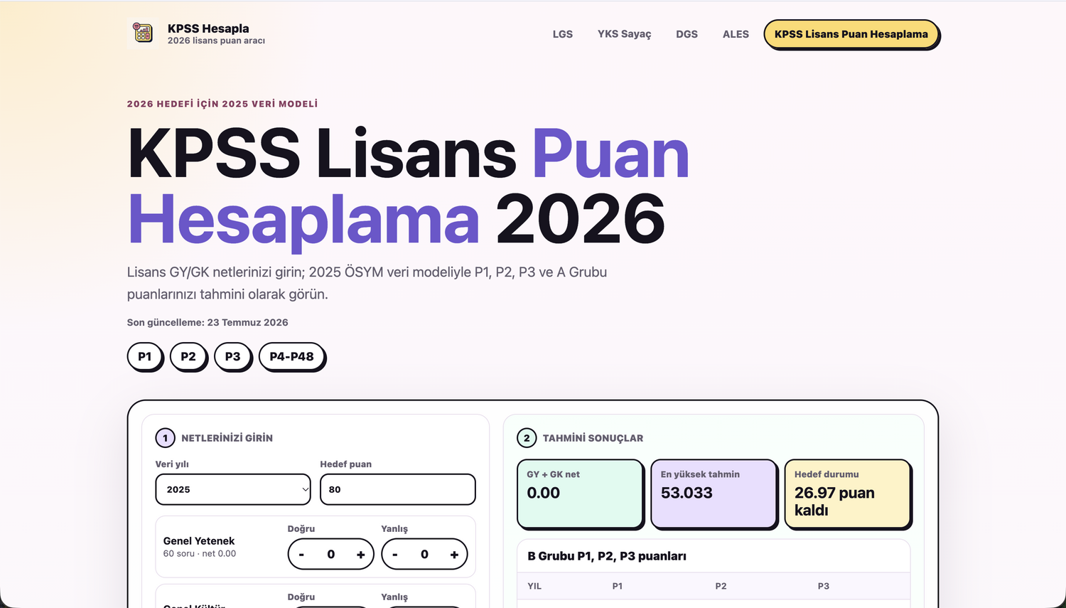 kpss puan hesplama