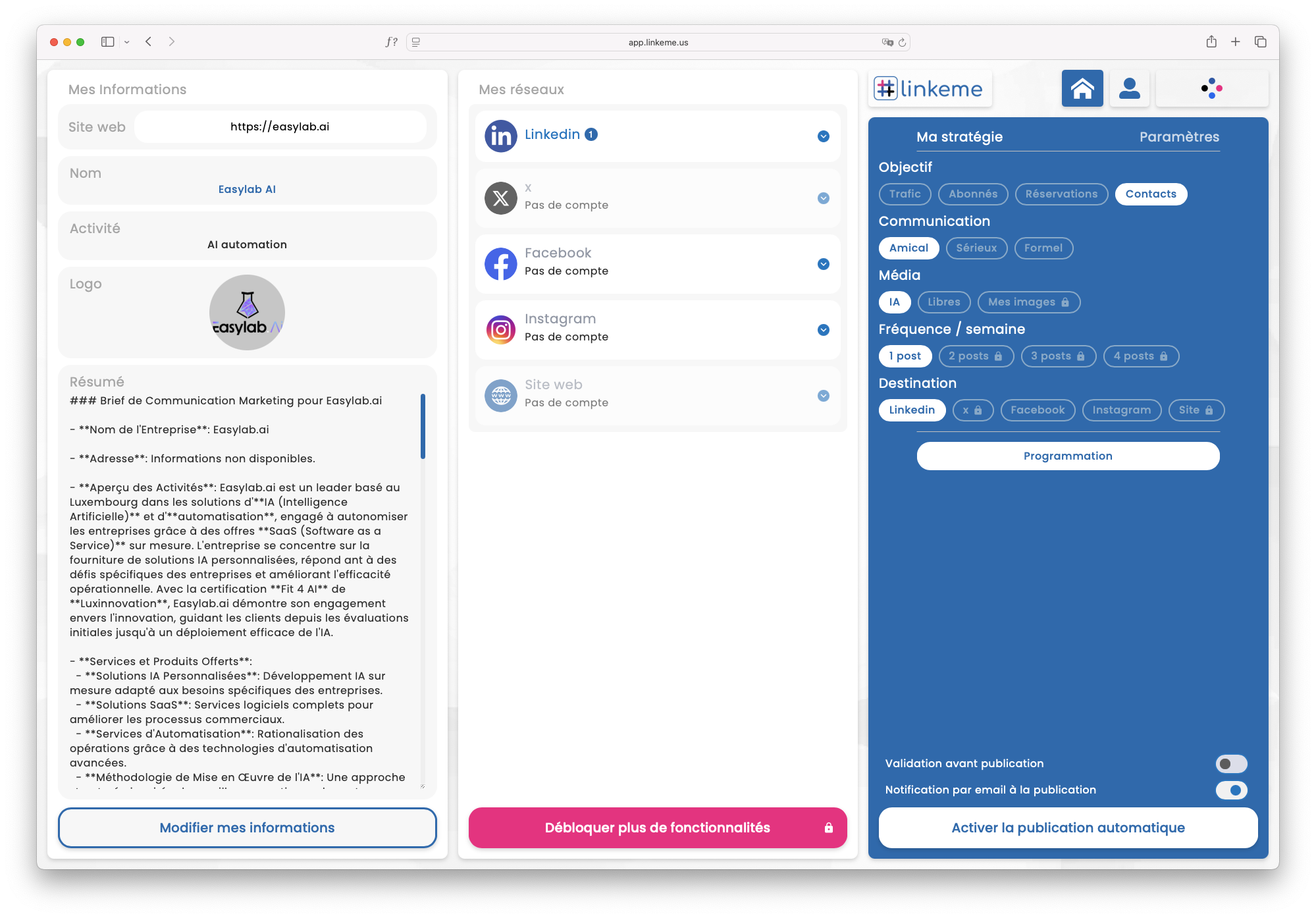 Linkeme features