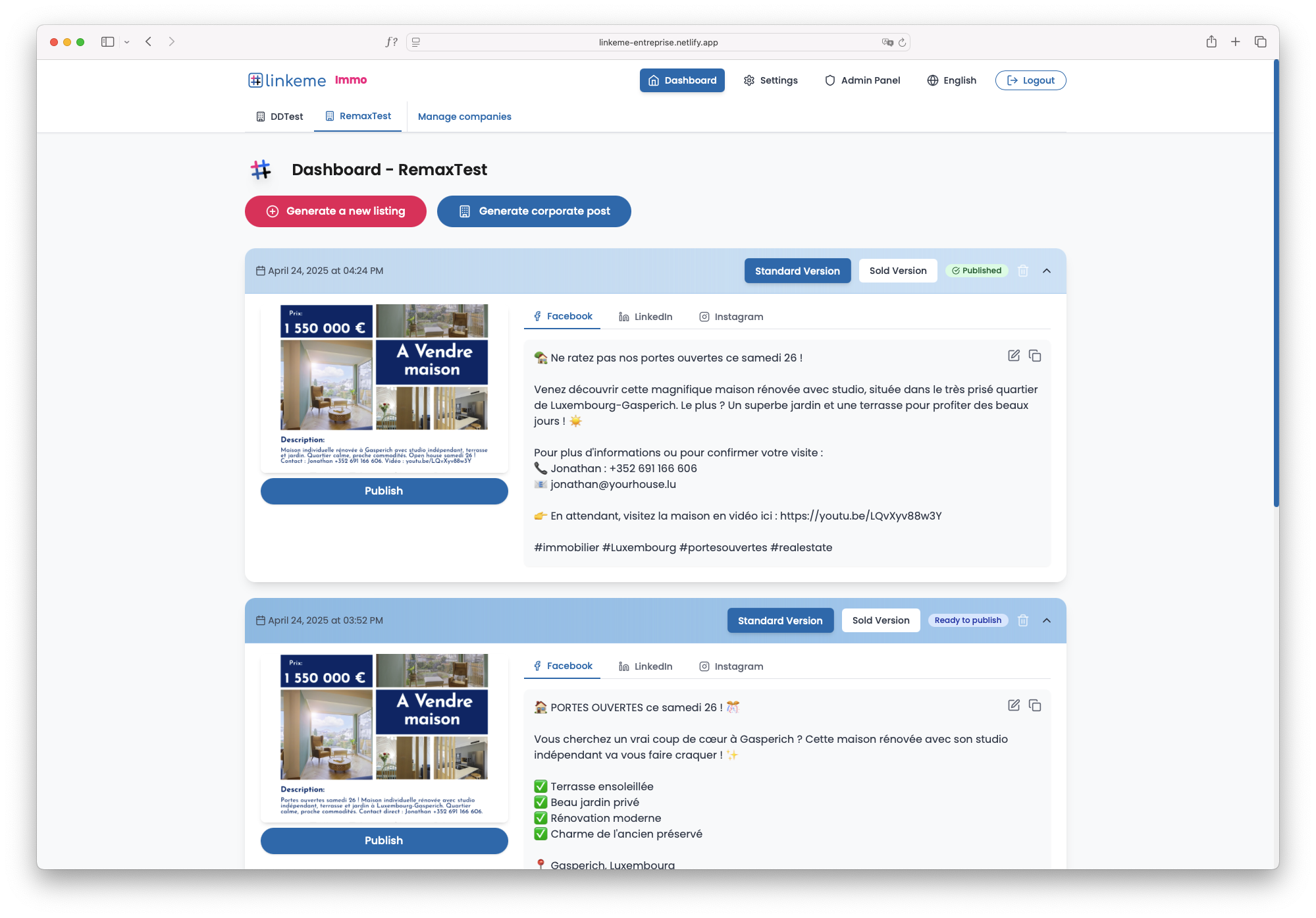 Linkeme features