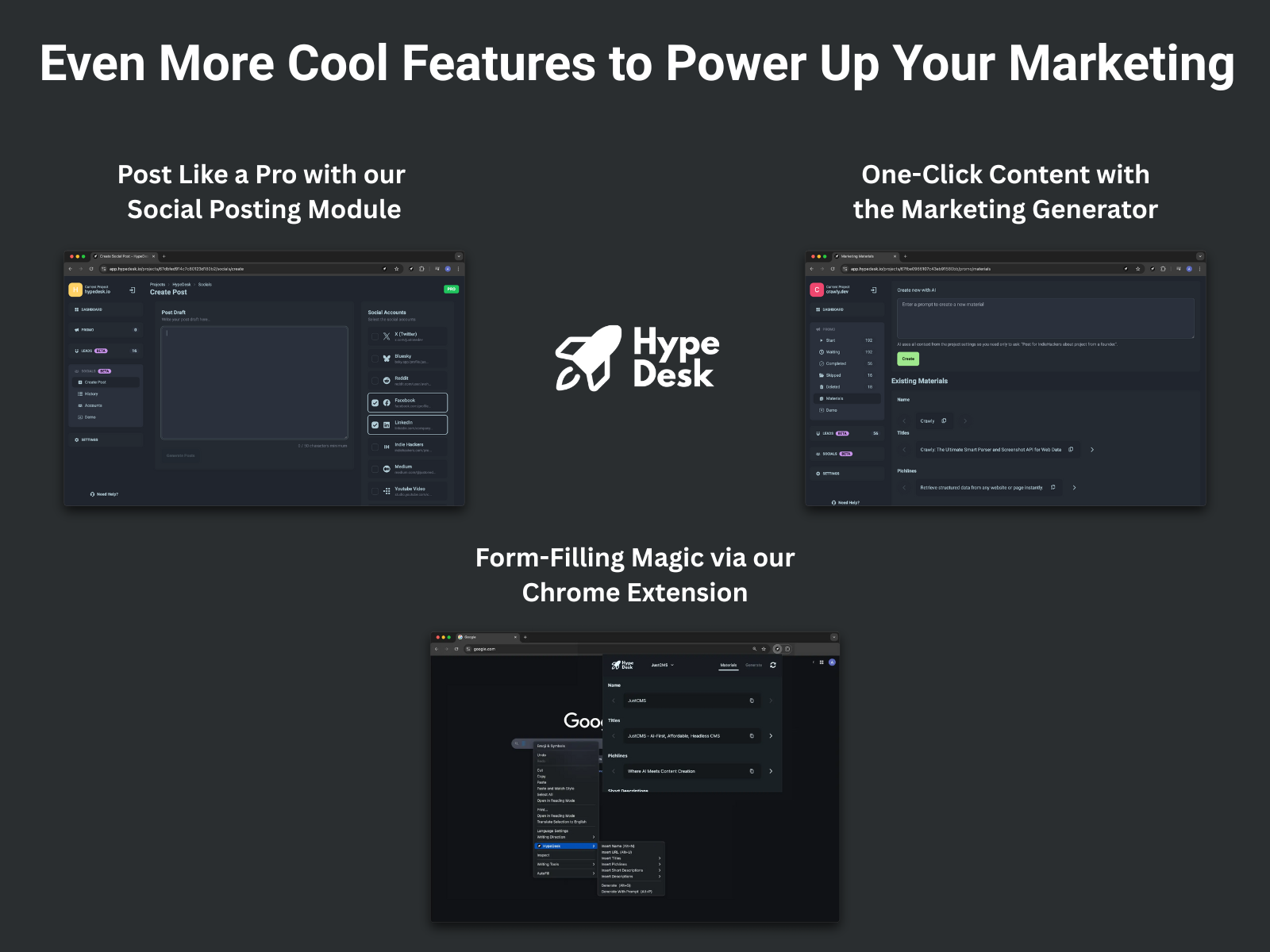 HypeDesk features