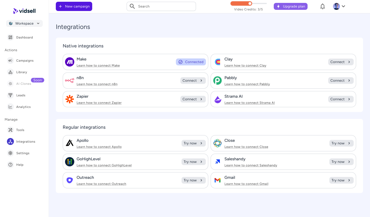 Vidsell features