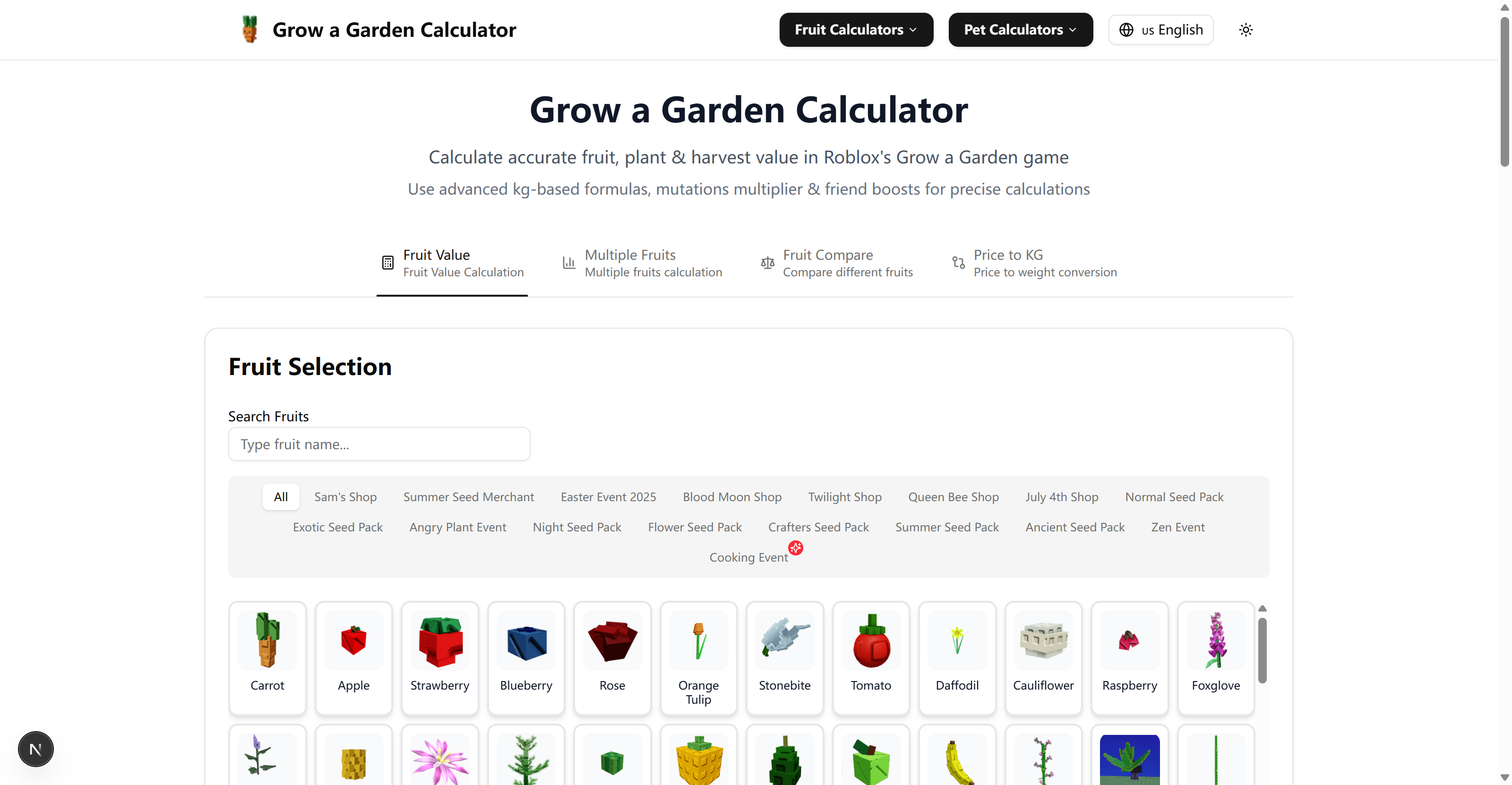 Grow a Garden Calculator new features