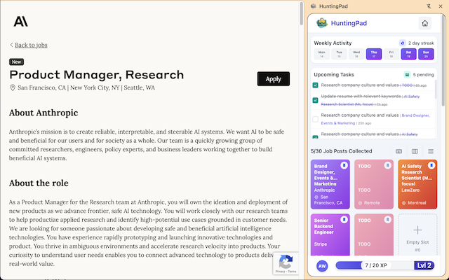 HuntingPad features