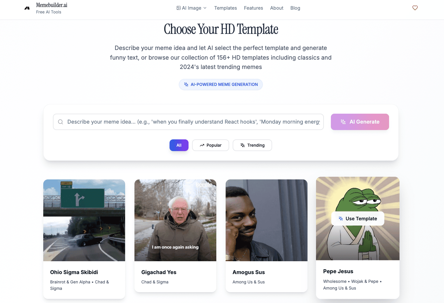 Meme Builder AI features
