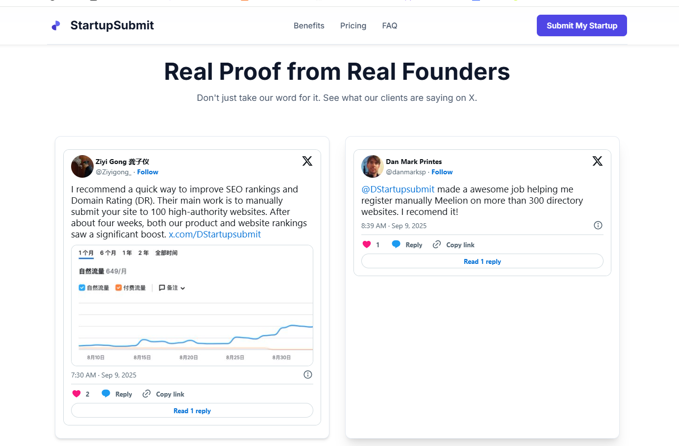Startup Submit features