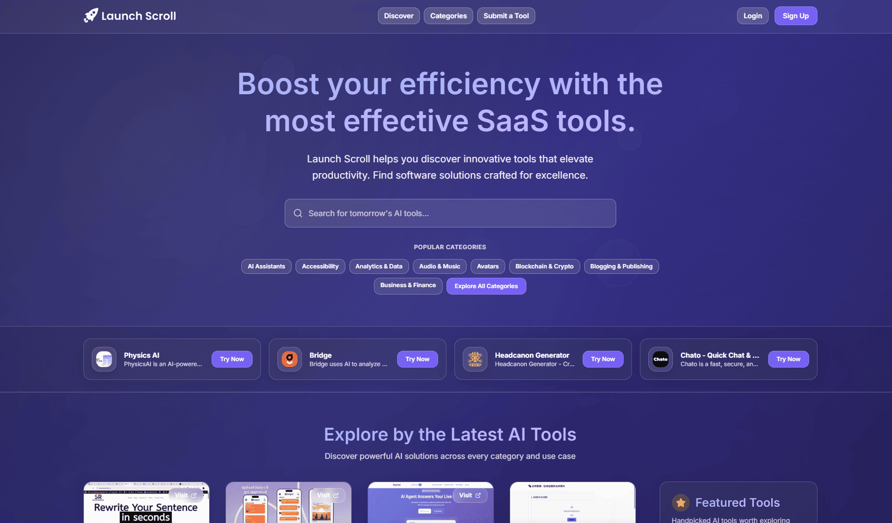 Launch Scroll features
