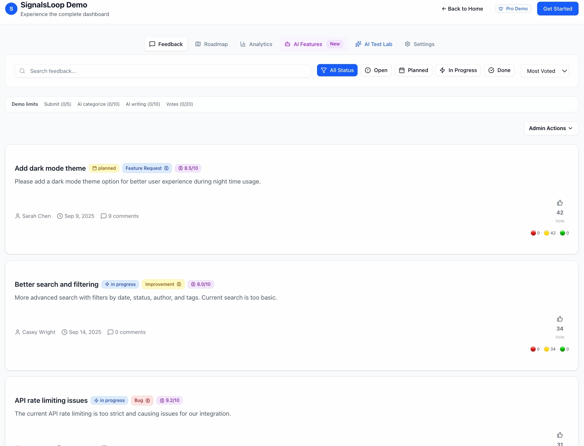 SignalsLoop features