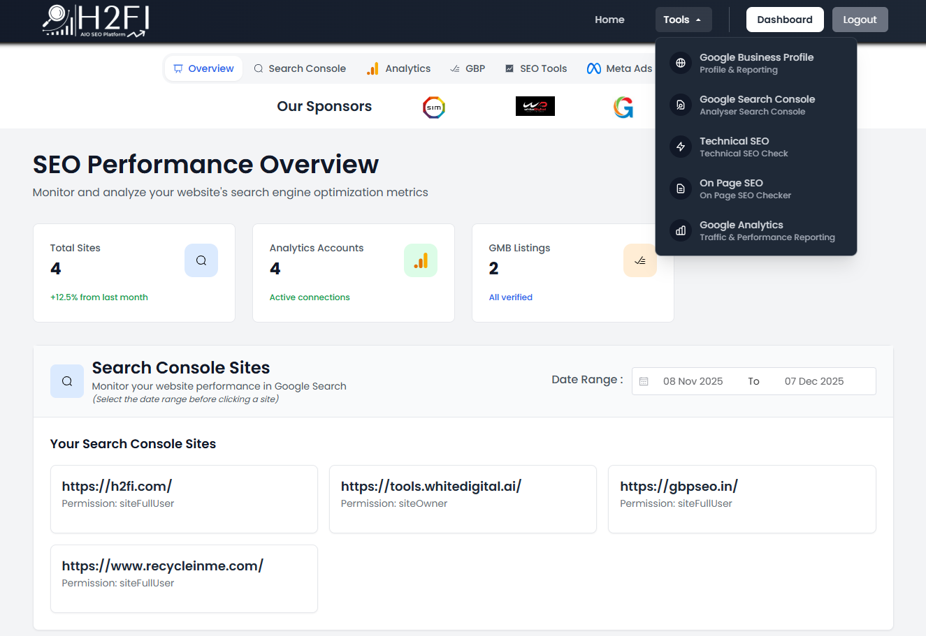 H2Fi- SEO Audit Tool features