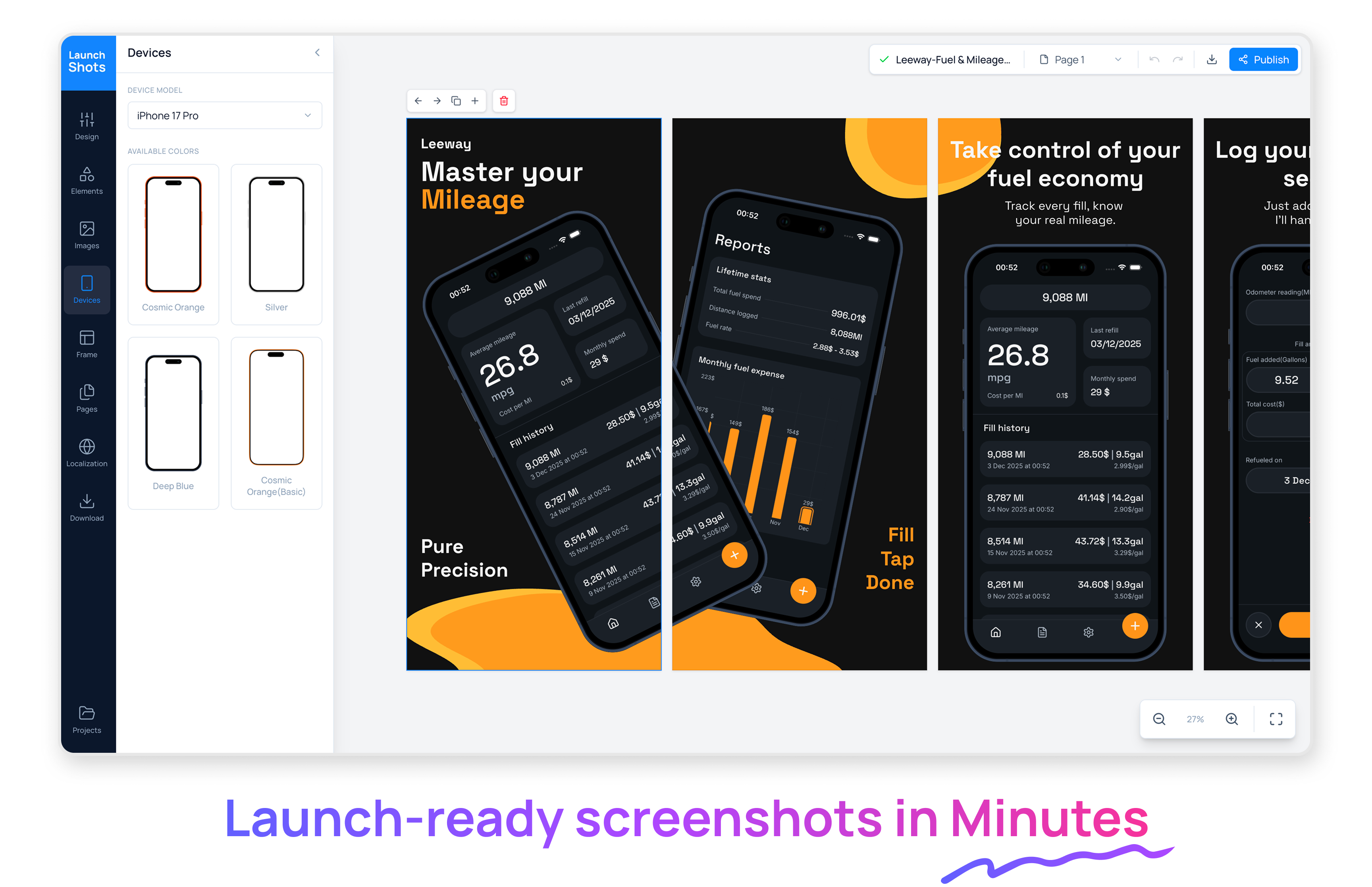 Launch Shots features
