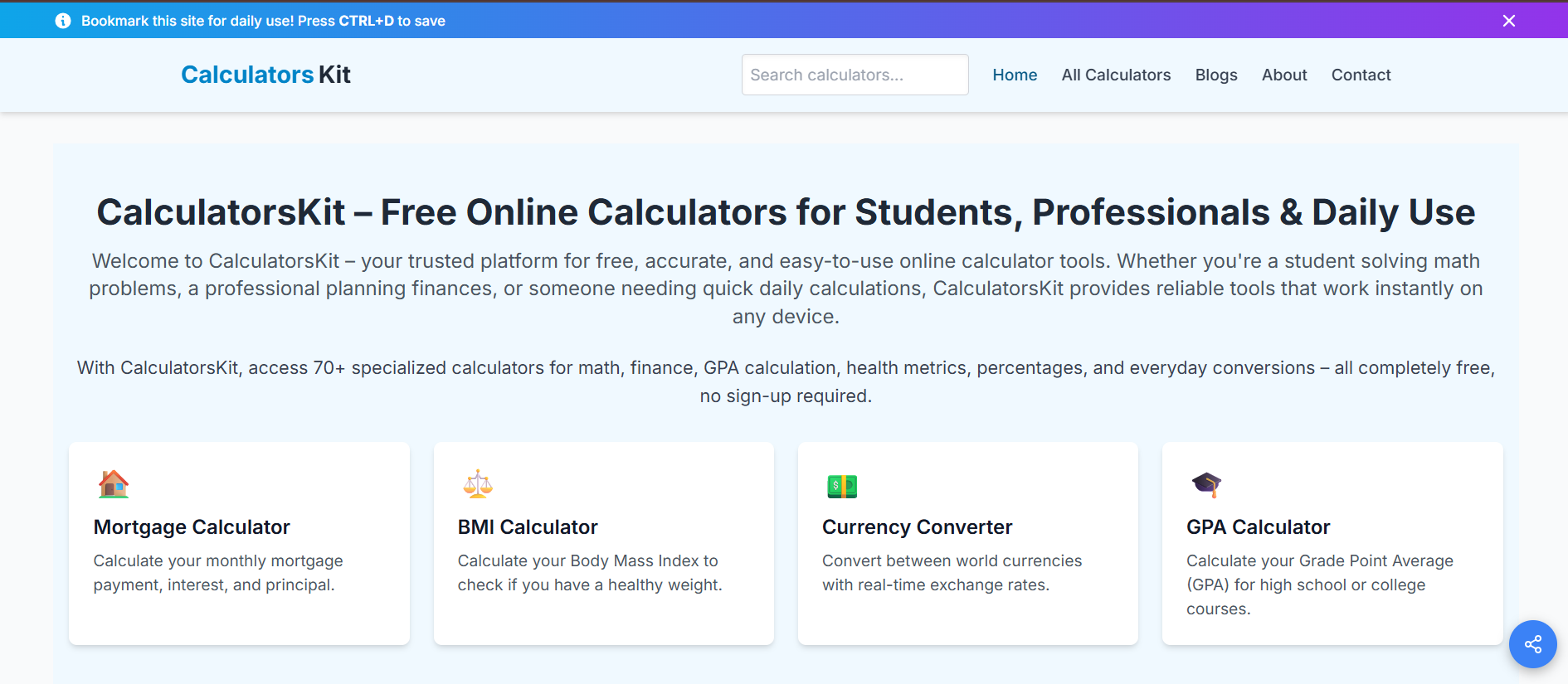 Calculatorskit features