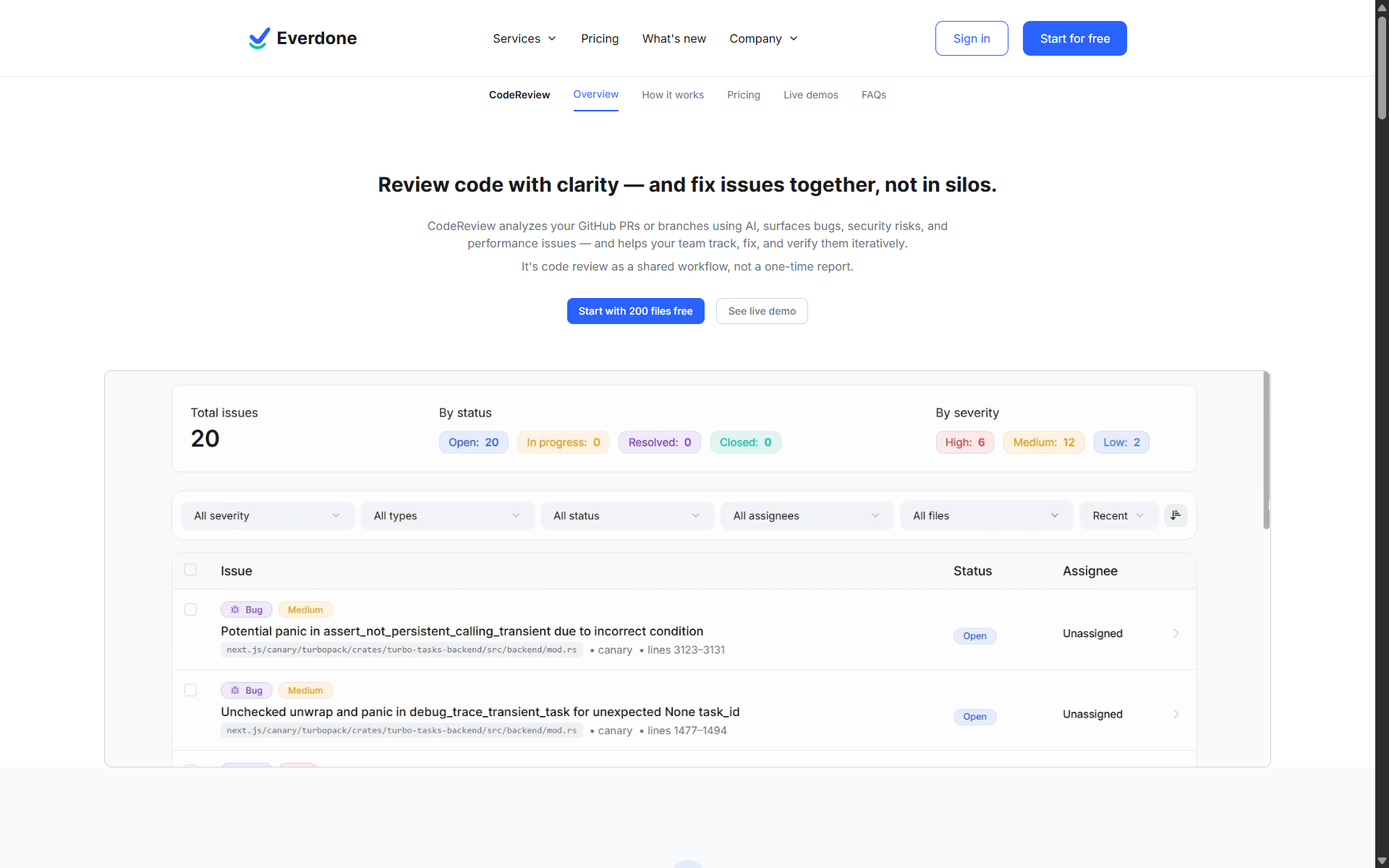 Everdone CodeReview features