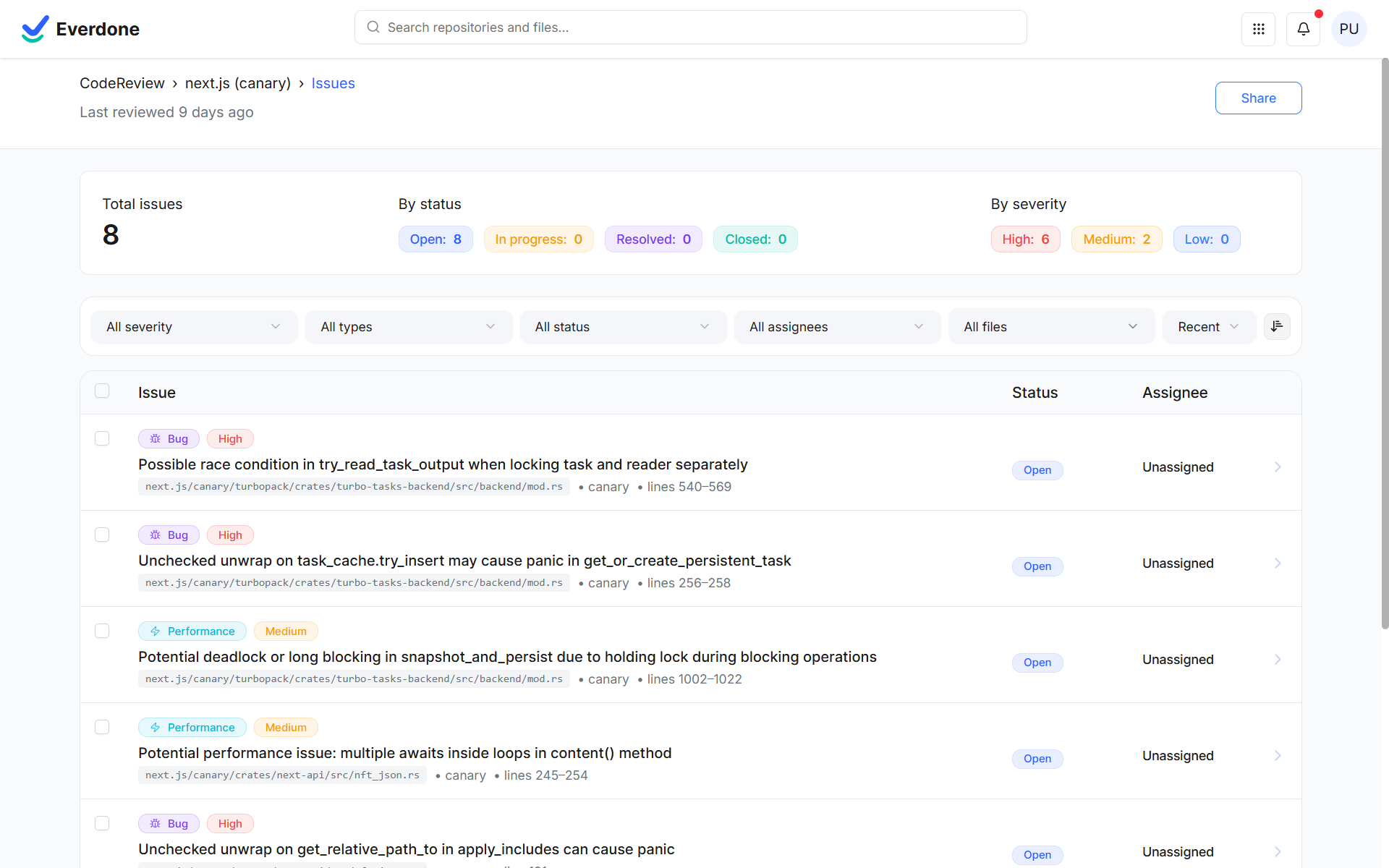 Everdone CodeReview features