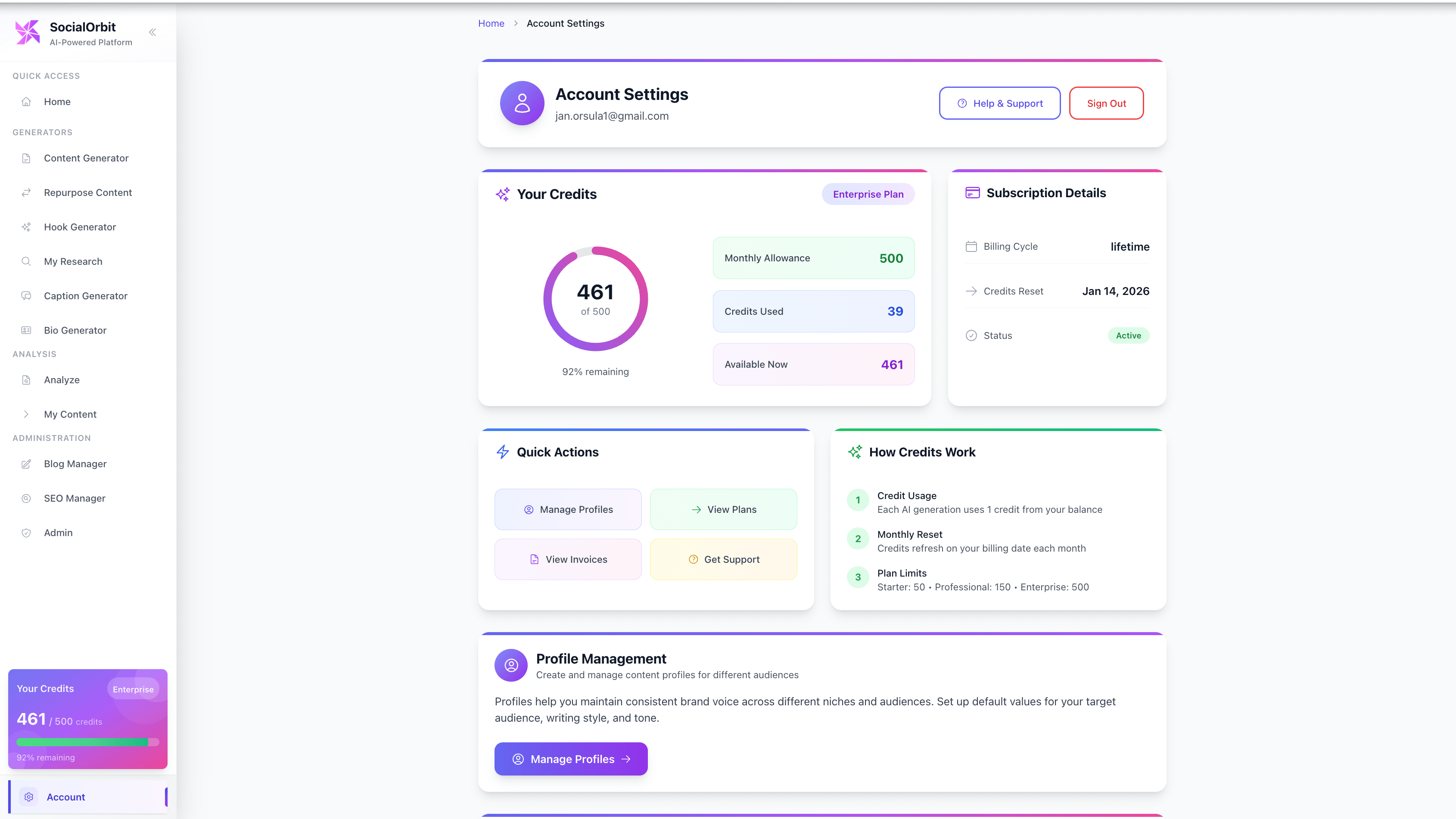 SocialOrbit features