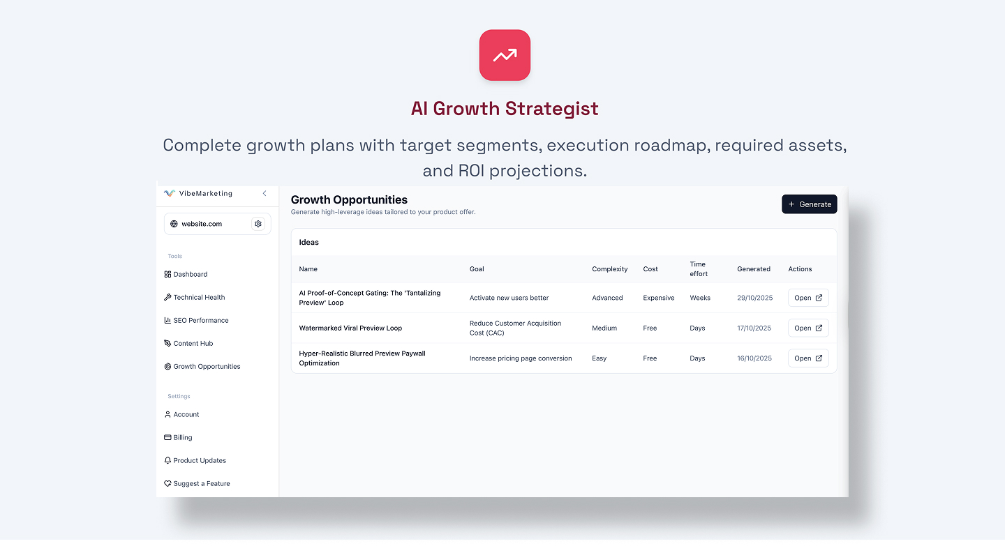 VibeMarketing features