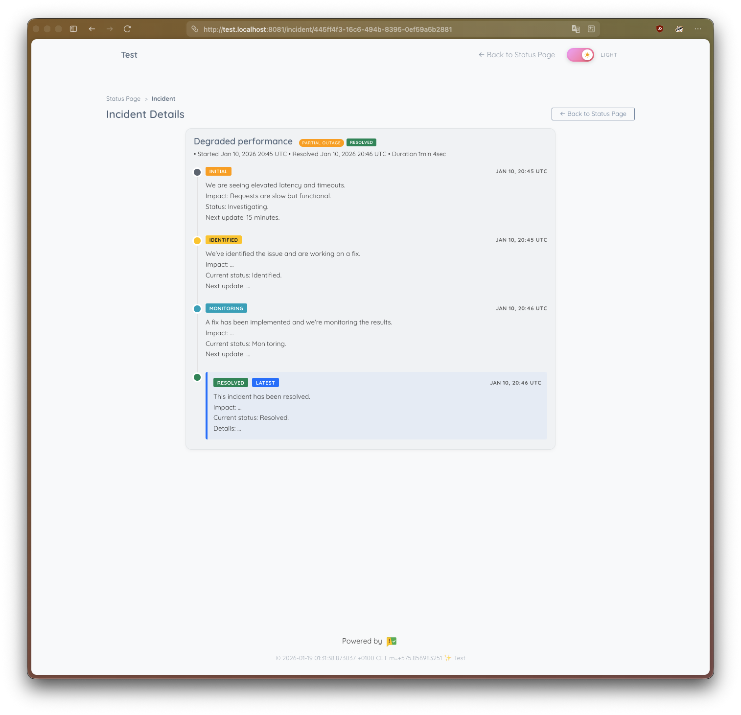 Status Page & Uptime Monitoring features