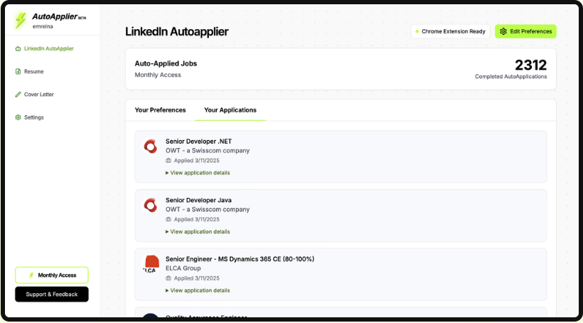AutoApplier features